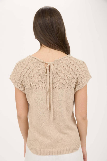 EYELET YOKE SWEATER KNIT TOP - Southern Sassy Boutique