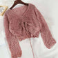 Hollow Knit Drawstring Pullover