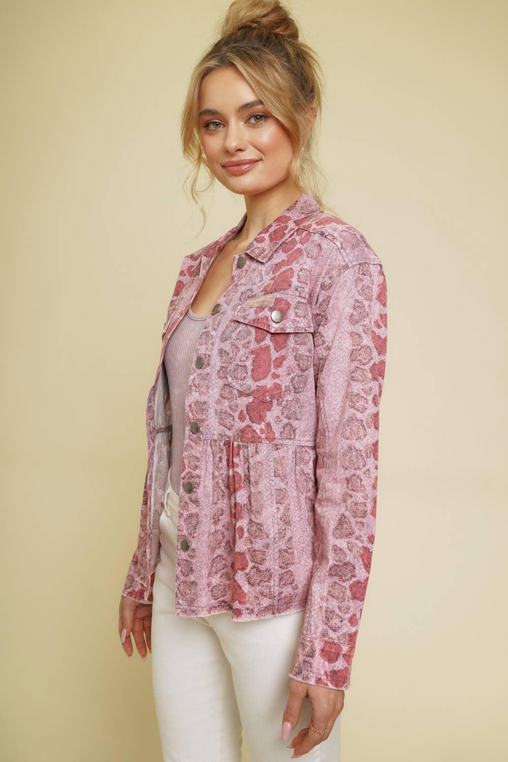 Animal Print Peplum Jacket - Southern Sassy Boutique