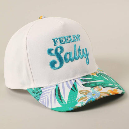 Feelin' Salty Letter Embroidery Floral Trucker Hat - Southern Sassy Boutique