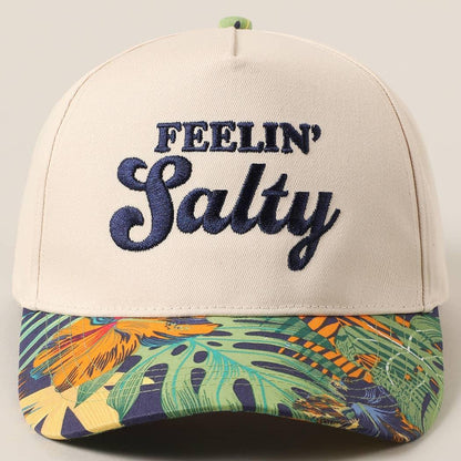 Feelin' Salty Letter Embroidery Floral Trucker Hat - Southern Sassy Boutique