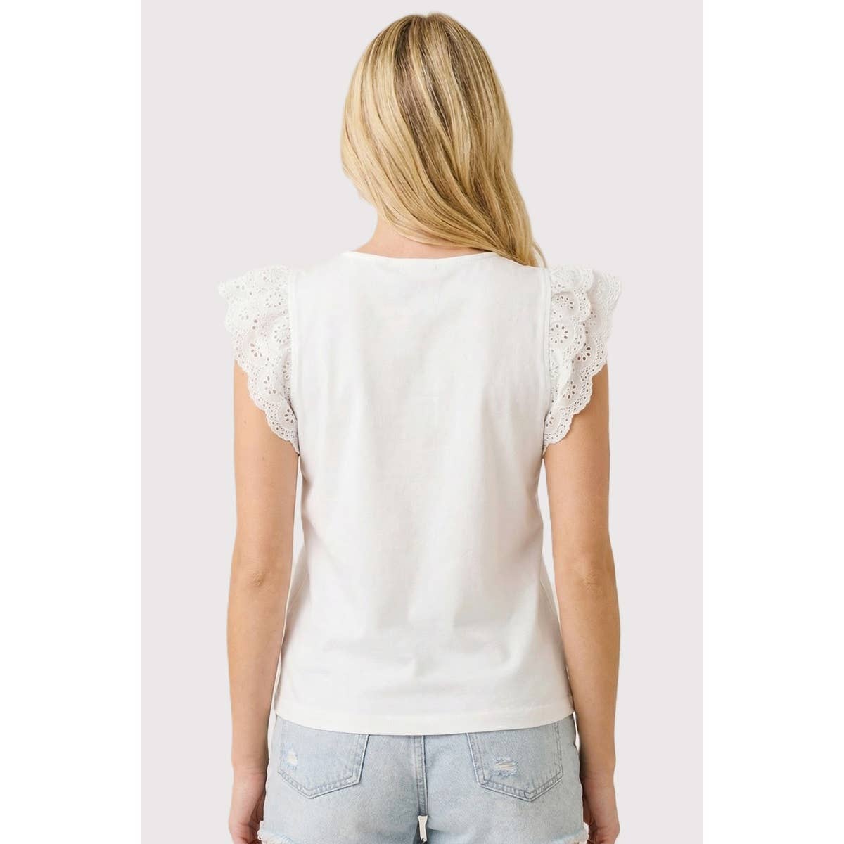 Eyelet Laced Cap Sleeve Top