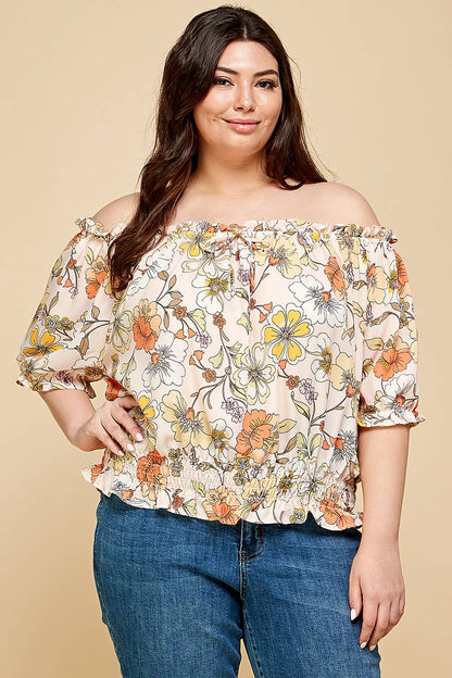 Peasant Off Shoulders Floral Top