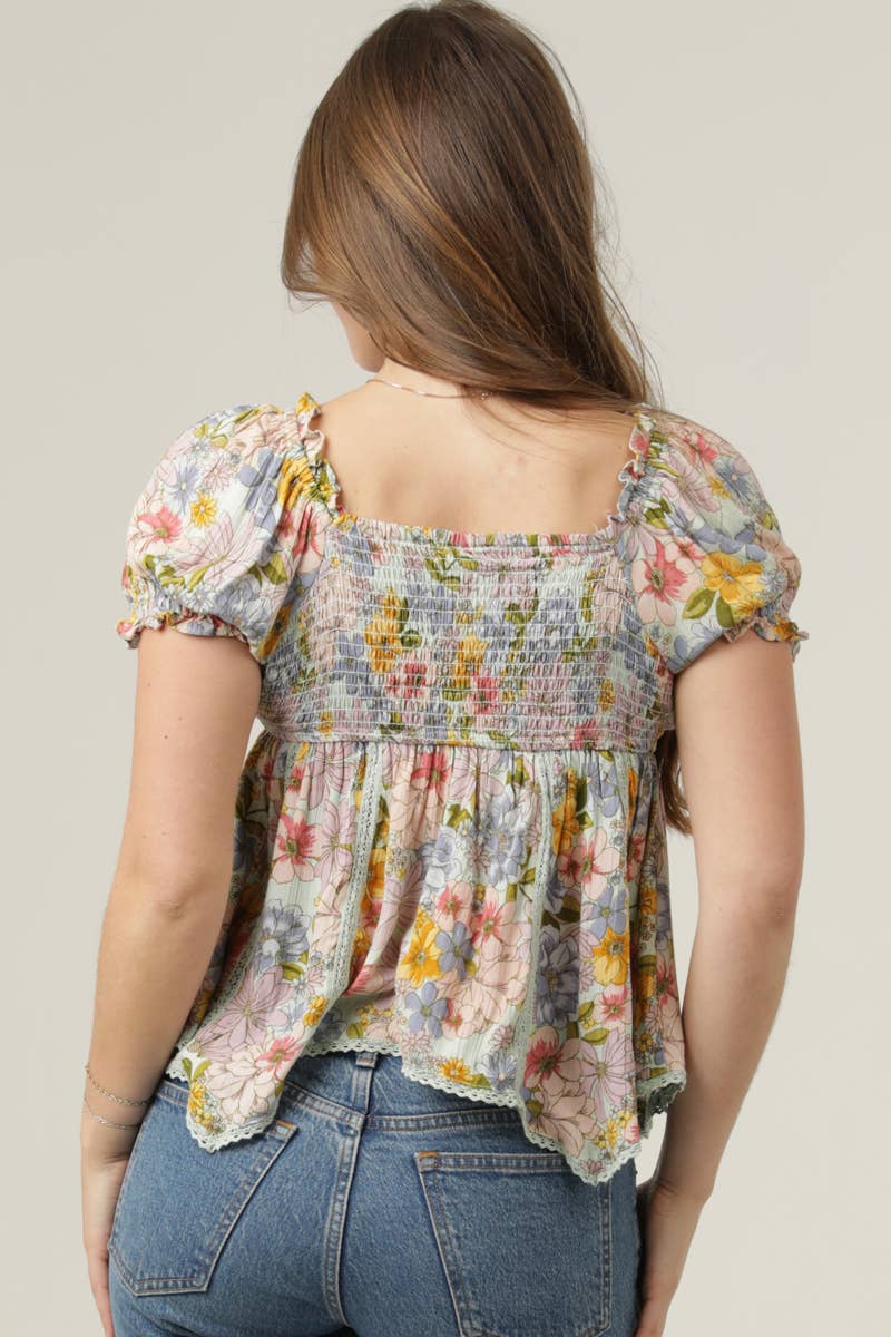 Hanky Hem Floral Print Top