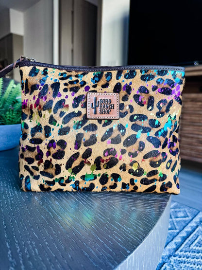 Western Cowhide Makeup Bag Travel - Southern Sassy Boutique