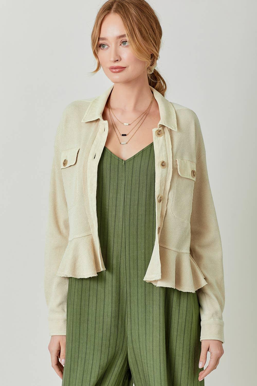 Washed Waffle Knit Jacket - Southern Sassy Boutique