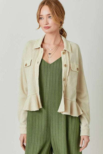 Washed Waffle Knit Jacket - Southern Sassy Boutique