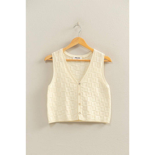 Basket Weave V-Neck Sleeveless Vest