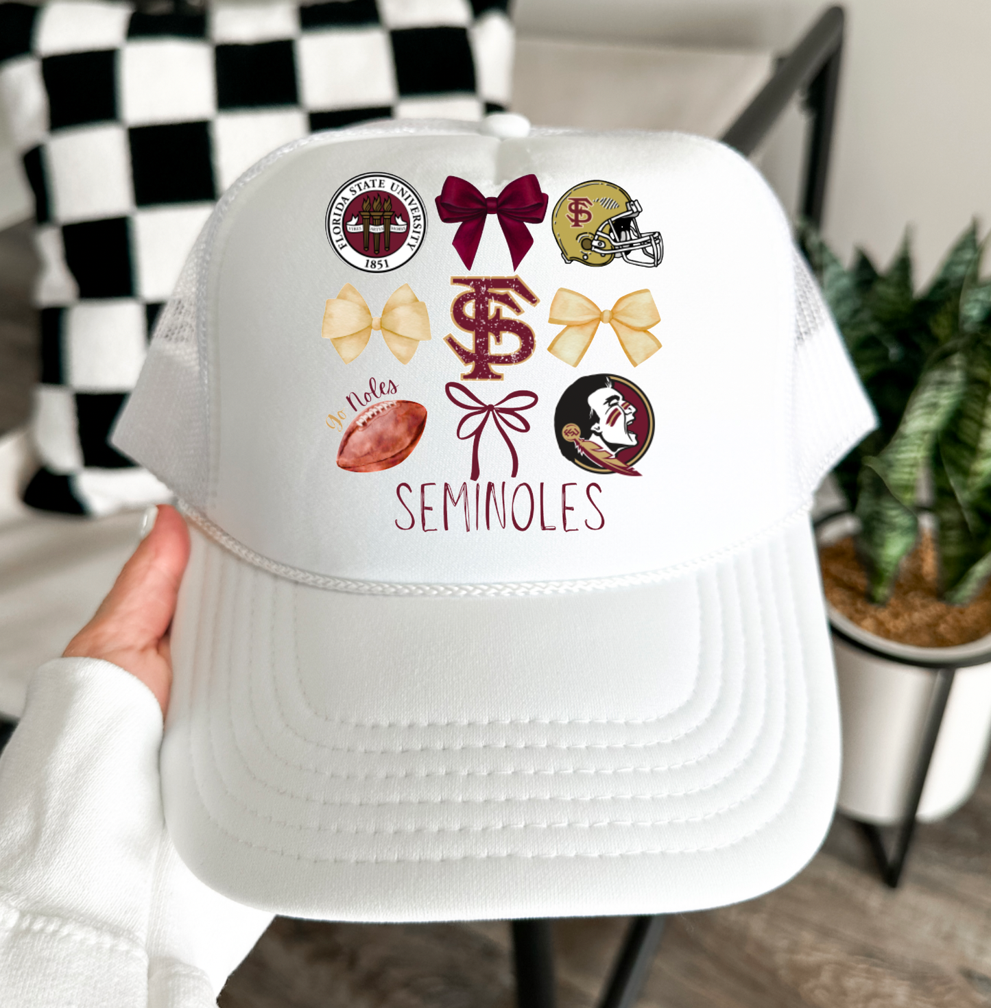 Florida State Seminoles Football Coquette Trucker Hat FSU