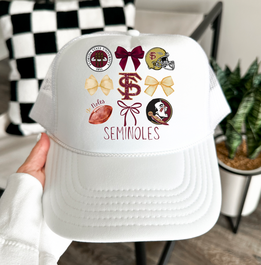 Florida State Seminoles Football Coquette Trucker Hat FSU
