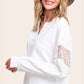 Embroidered Crochet V-neck Long Sleeve Top