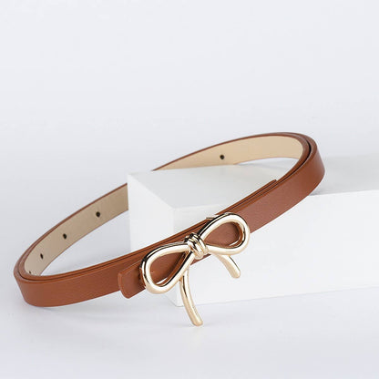 Bow Faux Leather Skinny Belt