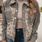Ribbed Retro Floral Patchwork Shirt Style Jacket