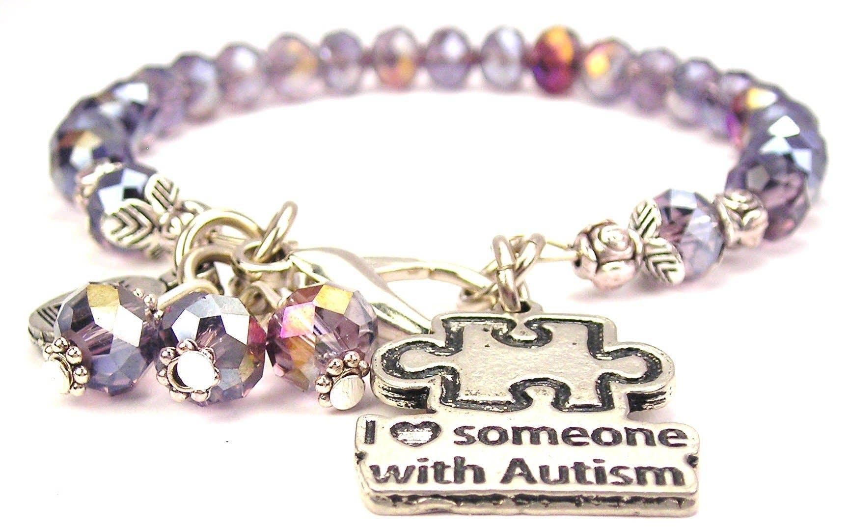 I Love Someone With Autism Splash Of Color Crystal Bracelet - Southern Sassy Boutique