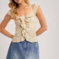 CROCHET RUFFLED KNIT TOP