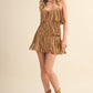 TIERED SUEDE FRINGED SLEEVELESS MINI DRESS