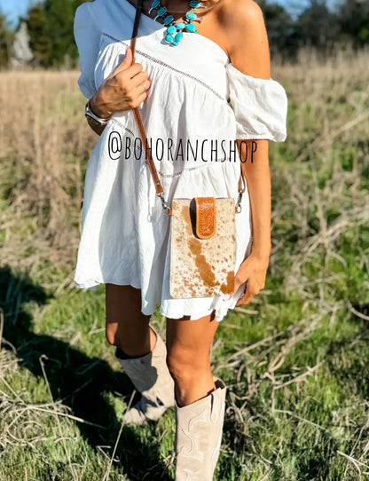 HAYDEE PHONE CROSSBODY mobile Western Tooled Leather Cowhide - Southern Sassy Boutique