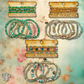 Square and round faceted bead bracelet stack