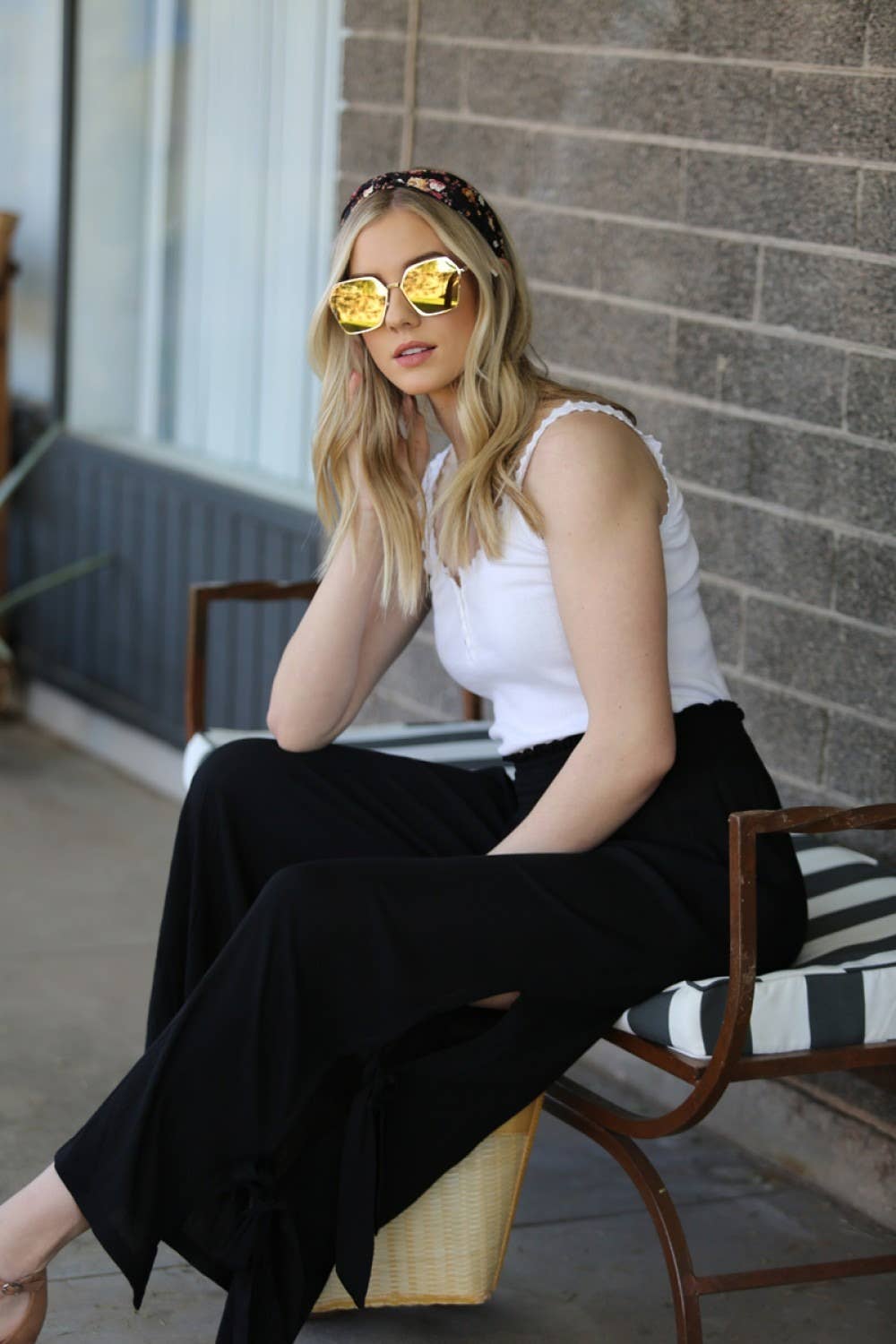 Lace Trim Rib Knit Cami Tank Top