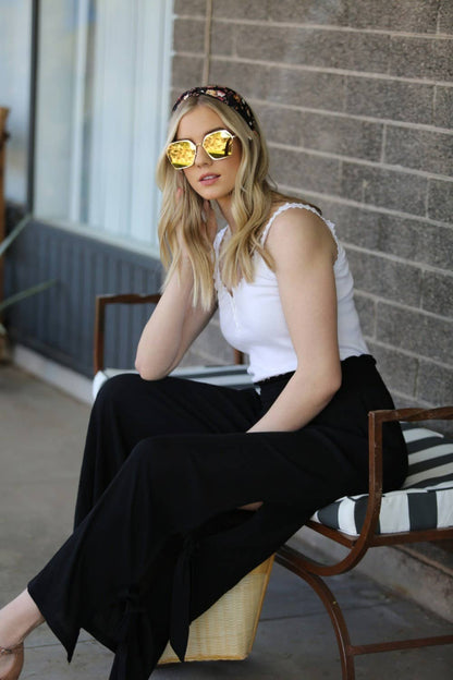 Lace Trim Rib Knit Cami Tank Top