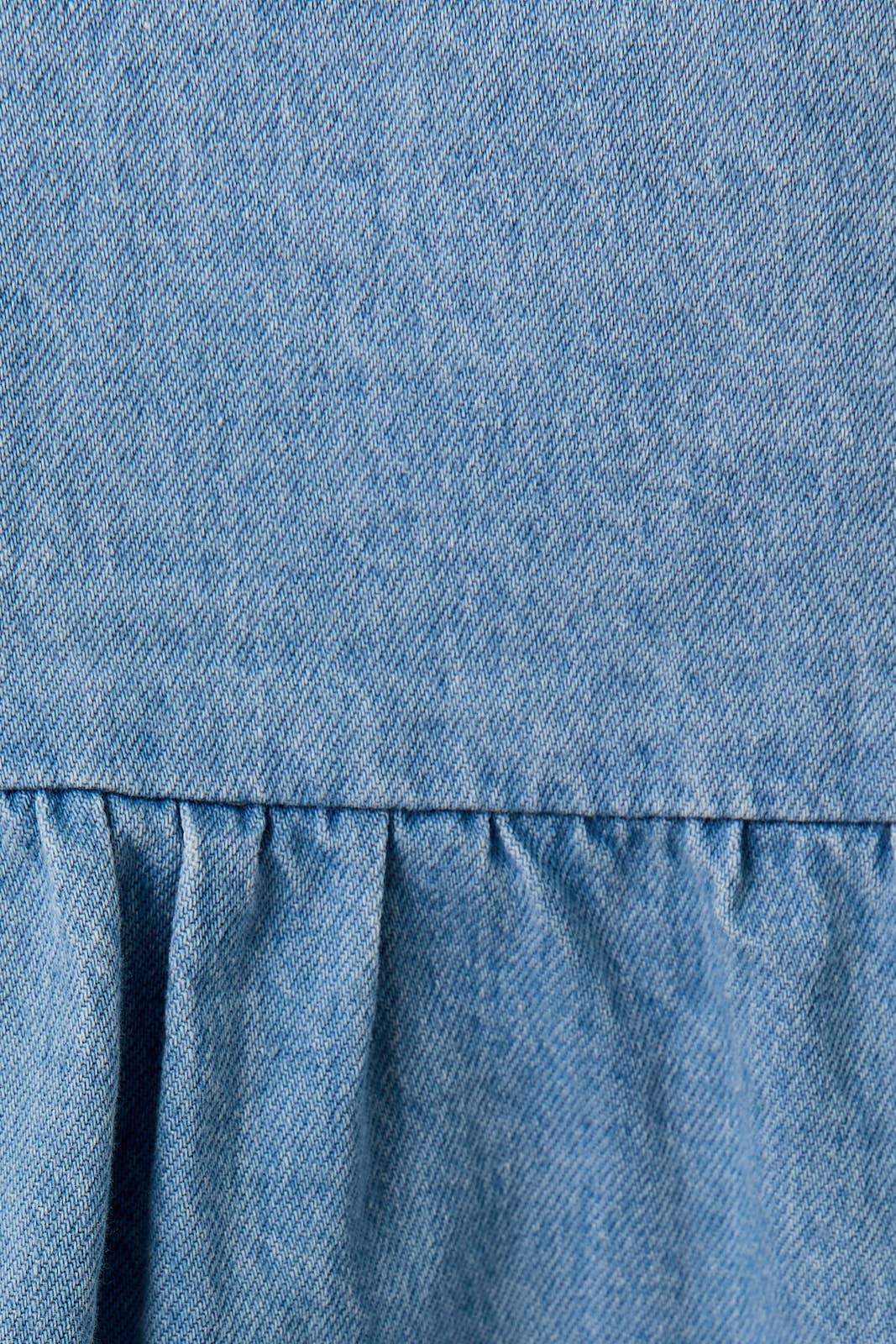 SQUARE NECK SIDE STRAPS LIGHTWEIGHT DENIM TOP