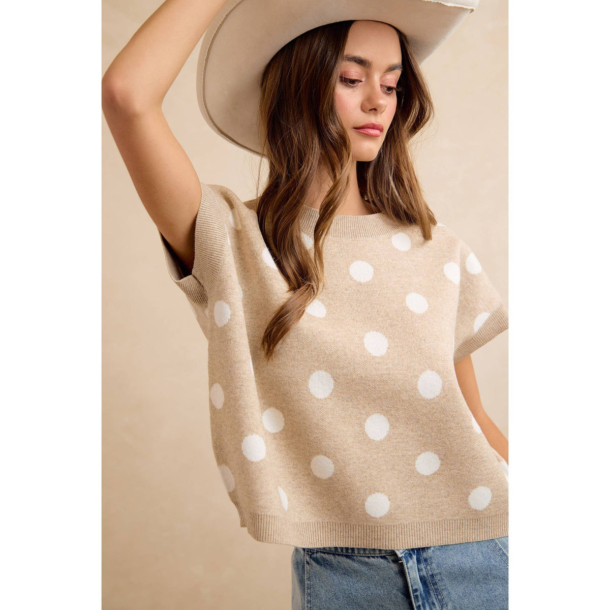 Polka Dot Knit Sleeveless Sweater
