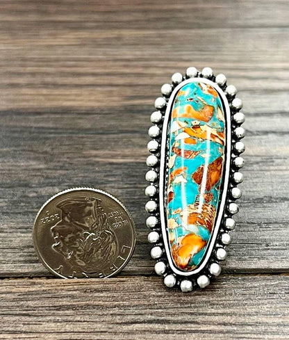 750509, Very-Big! Gemstone Adjustable Ring - Southern Sassy Boutique