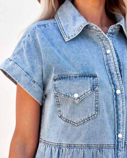 Casual Denim Shirt Dress - Southern Sassy Boutique