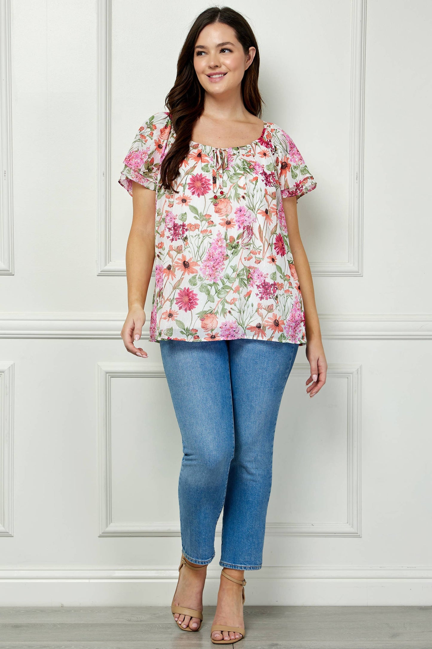 Curvy Blooming Pink Petals Blouse