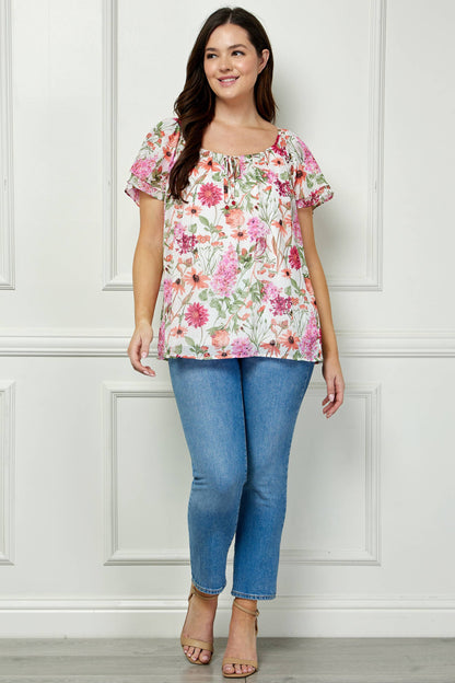 Curvy Blooming Pink Petals Blouse