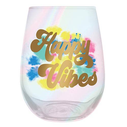 Jumbo Wine Glass - Happy Vibes
