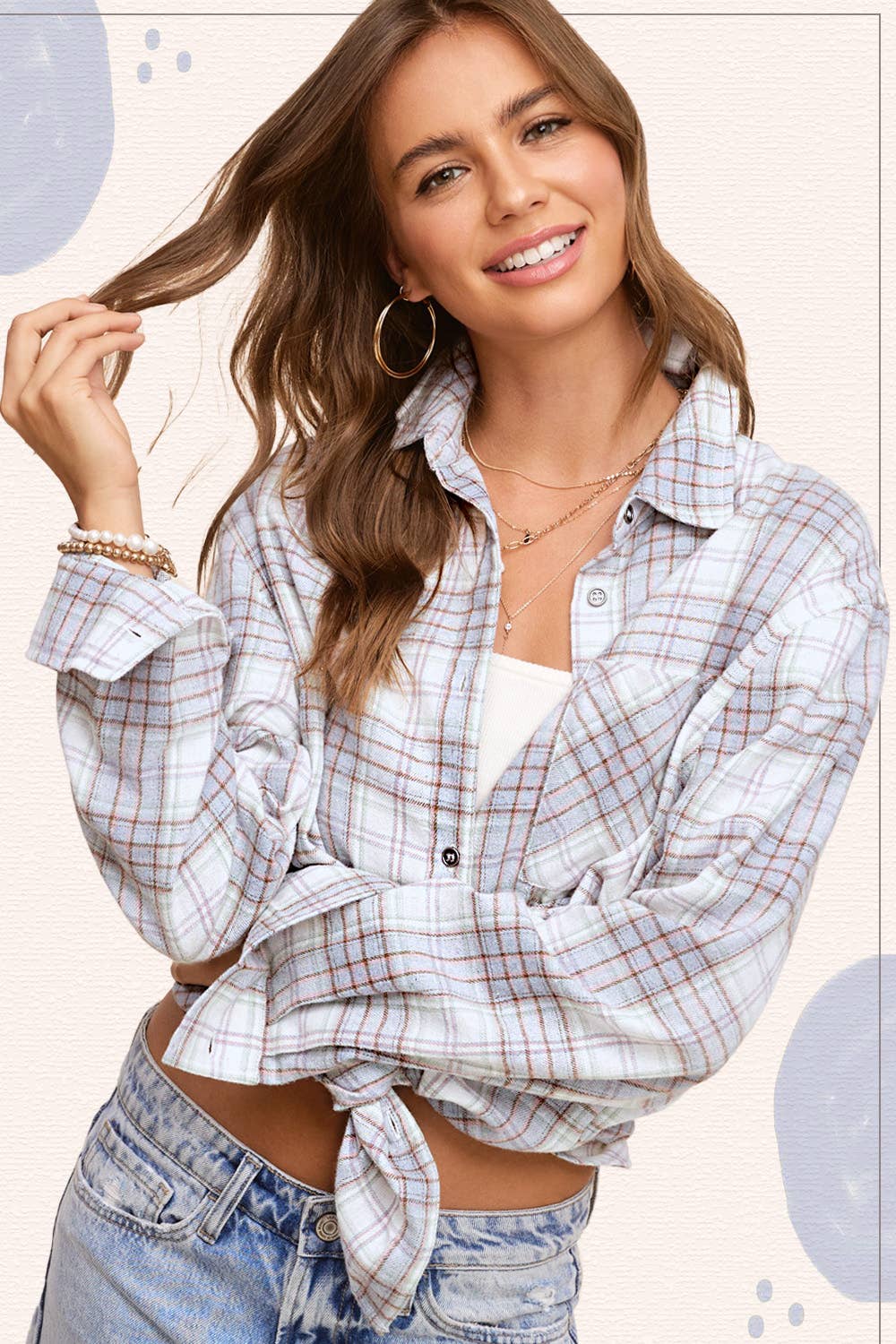 Loose Fit Button Down Soft Fabric Plaid Shirts