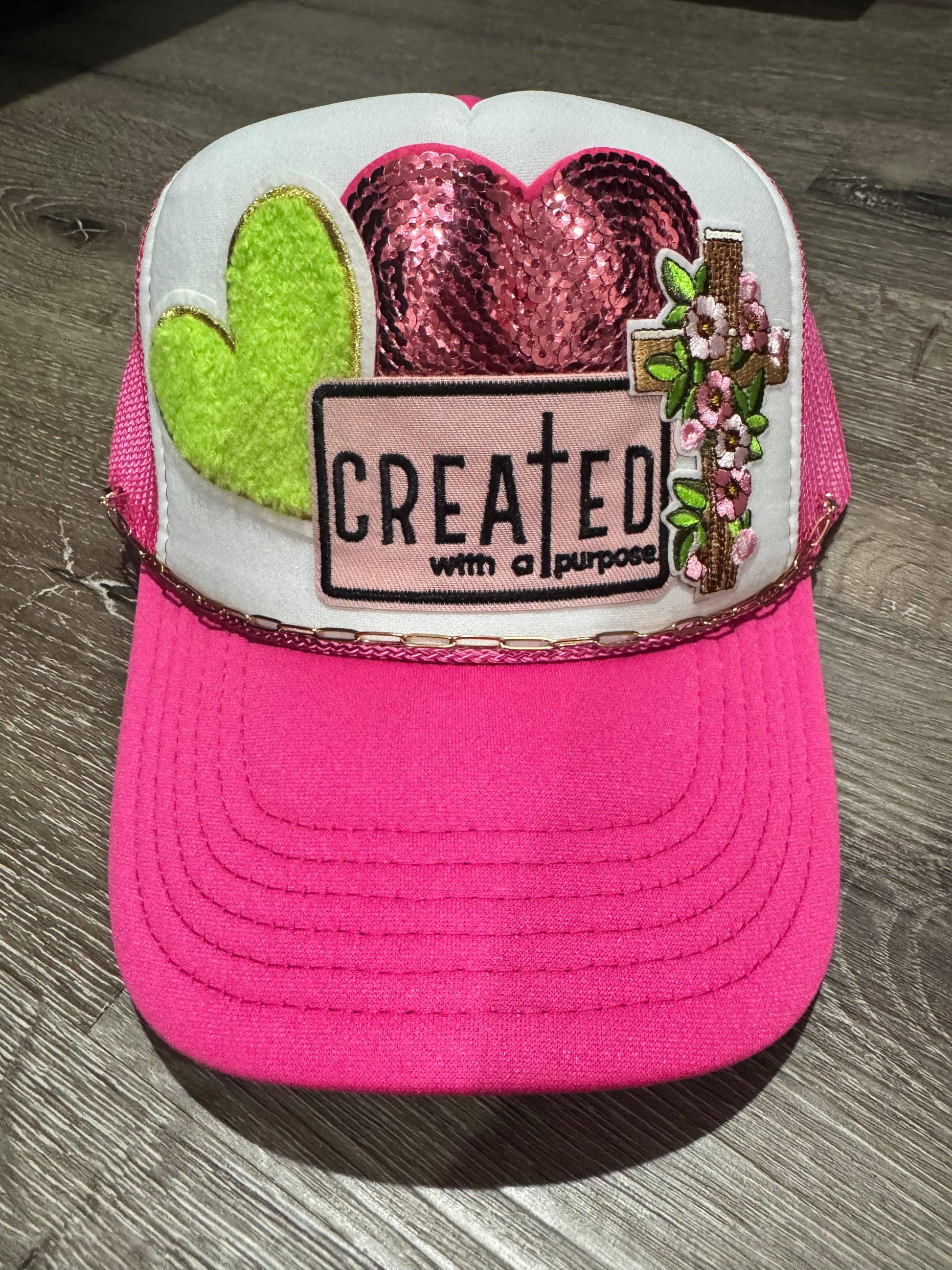 Created with a Purpose Christian Faith Trucker Hat - Southern Sassy Boutique