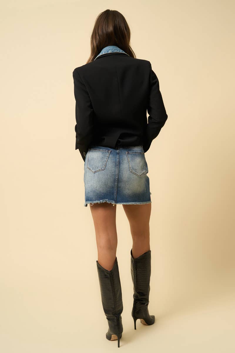 Button Fly Denim Skirt