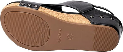 Corkys-Carley Black Smooth Cork Wedge