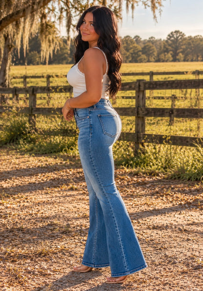 Tummy Control High Rise Flare Jeans