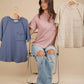 Solid Casual Knit Top with Patch Pocket