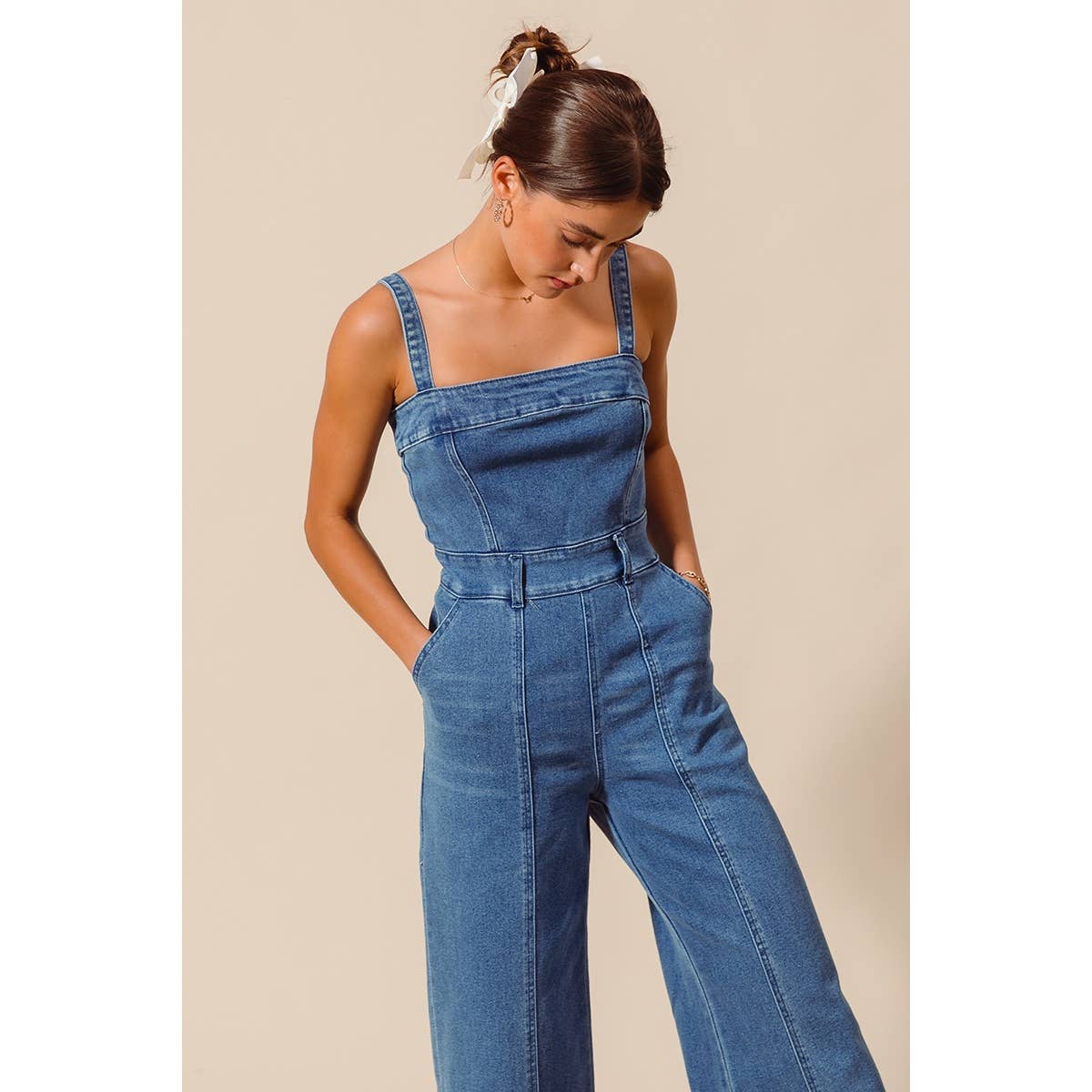 Washed Denim Jumpsuit