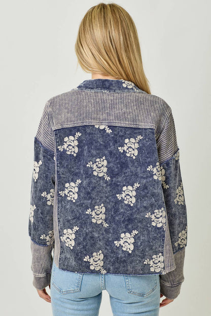 Flower Embroidery Hoodie Jacket