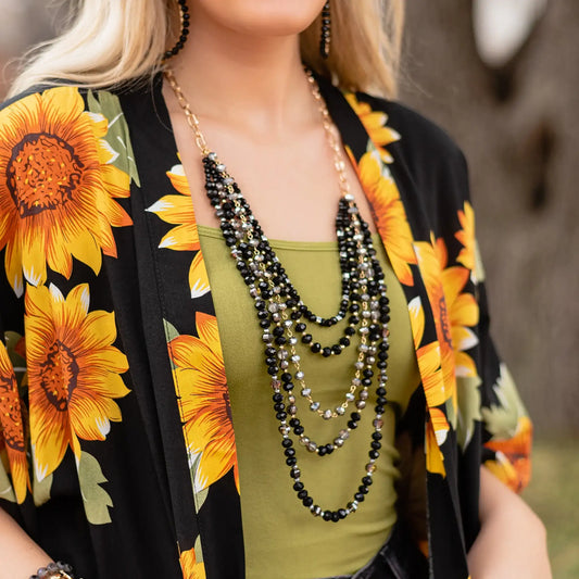 Crystal Beaded Layered Necklace