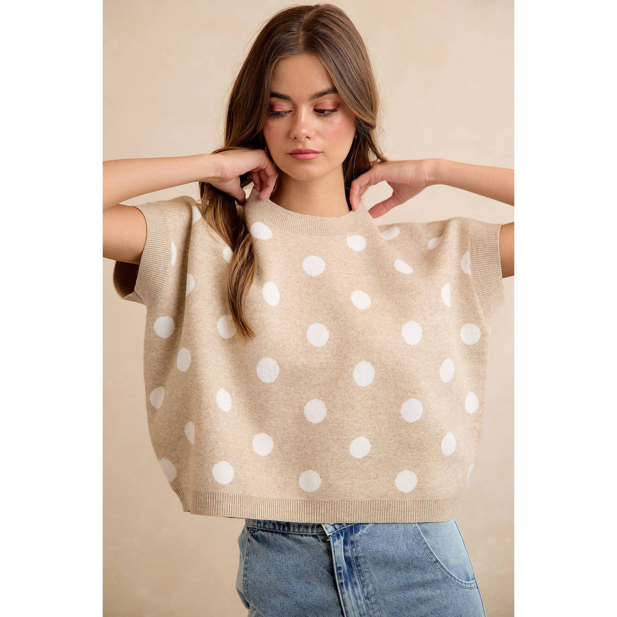 Polka Dot Knit Sleeveless Sweater