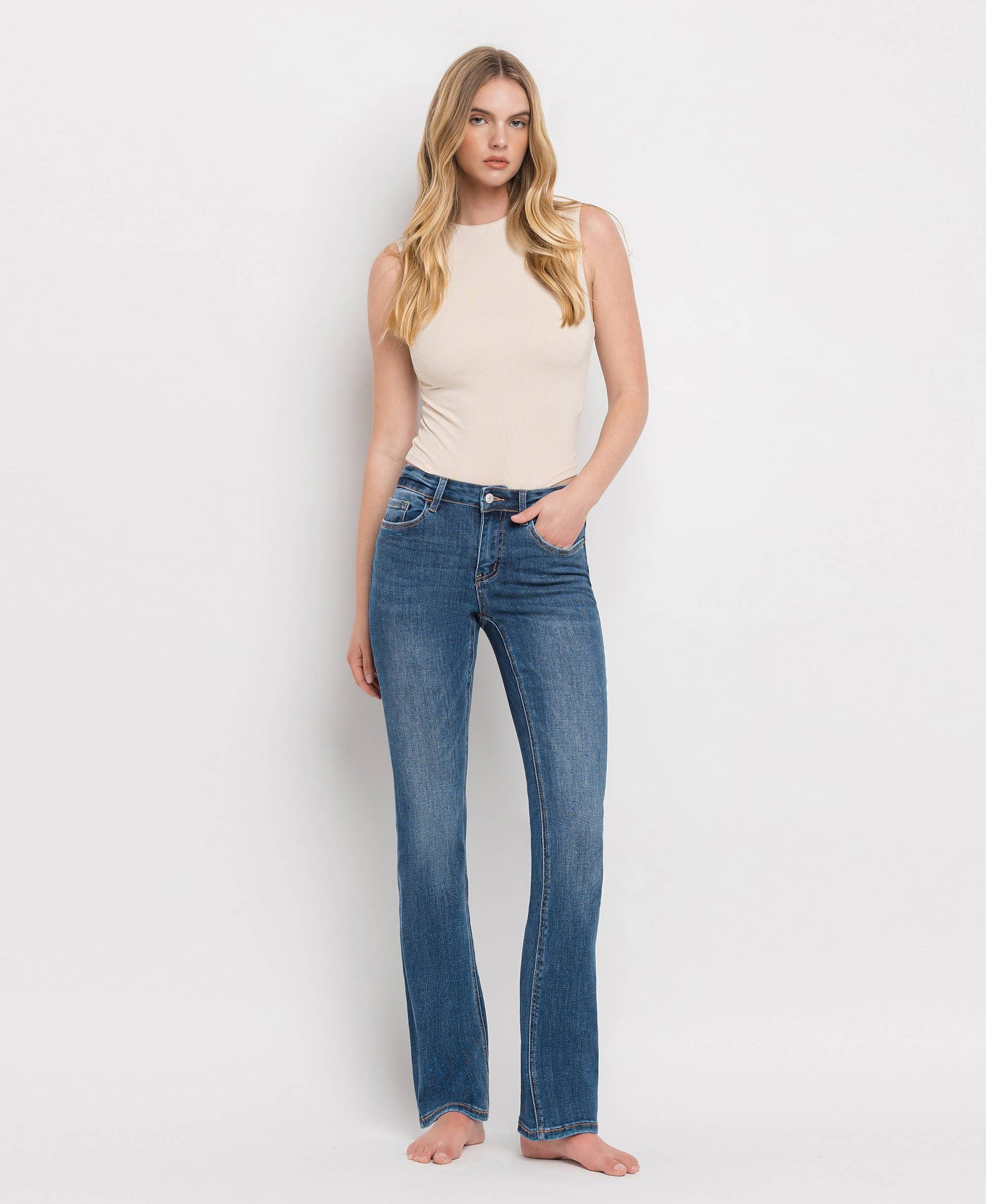 MID RISE BOOTCUT JEANS LV1064 - Southern Sassy Boutique