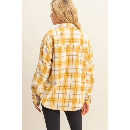 Collared Plaid Shacket - Southern Sassy Boutique