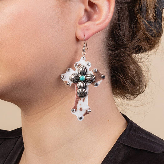 Animal Print Cross Earrings