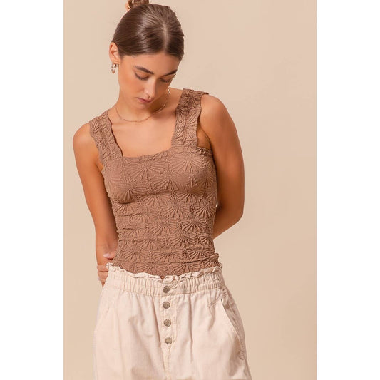 Floral Jacquard Seamless Tank Top