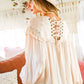 Lace-Up Back Detail Swiss Dot Patterned Blouse