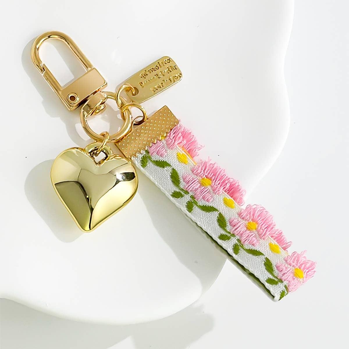 Small Fresh Cloth Daisy Butterfly Love Keychain - Southern Sassy Boutique