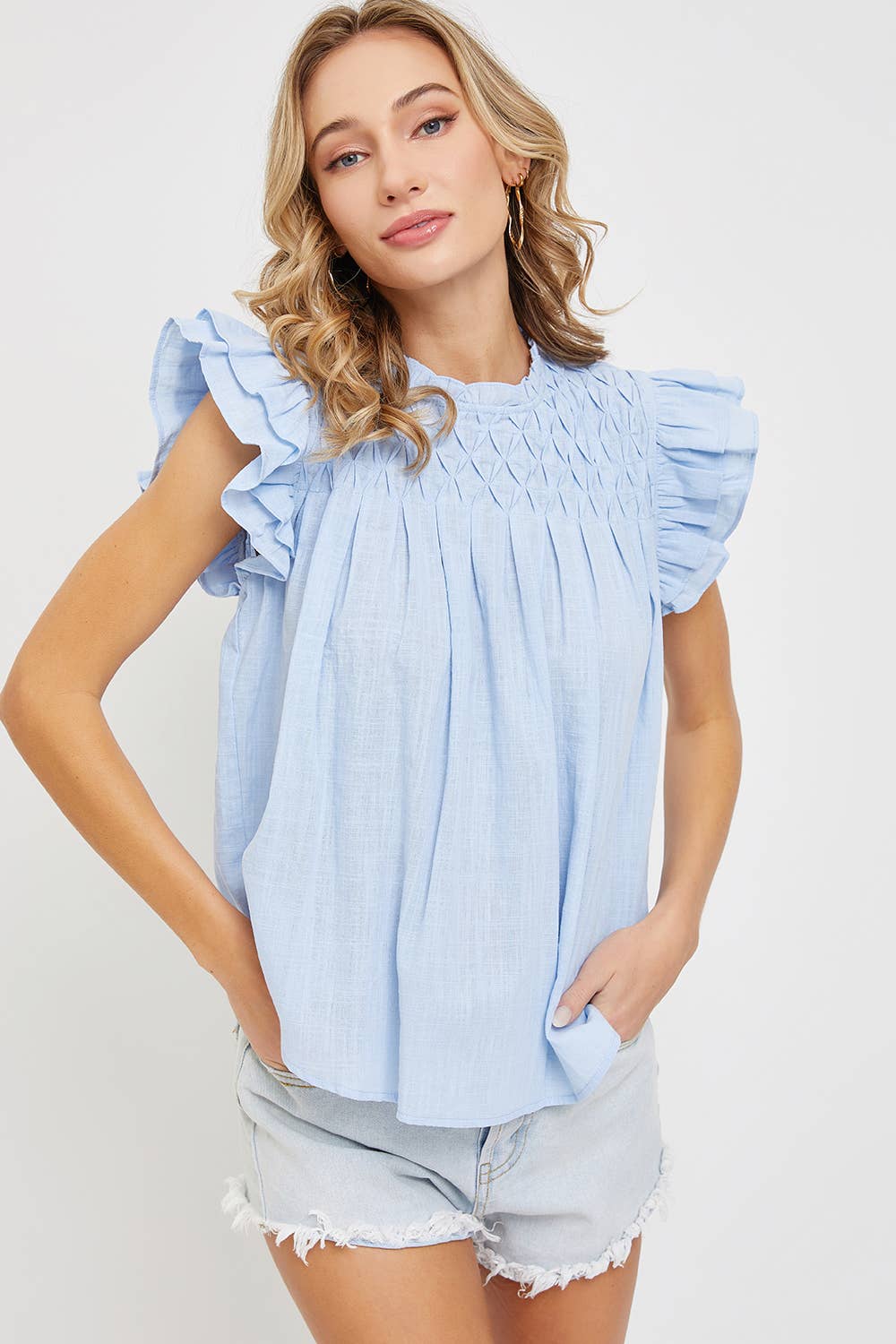 Smoked Ruffle Pullover Top