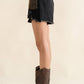 Distressed Frayed Detail Fringe Rhinestone Denim