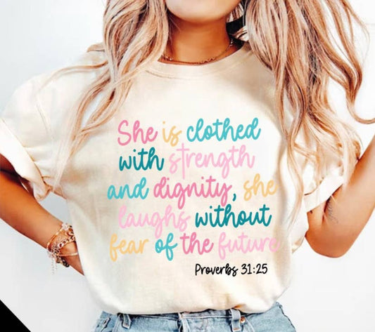 She Is Clothed With Strength Short Sleeve Shirt